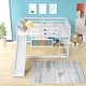 preview thumbnail 18 of 18, Full over Full Bunk Bed with Slide and Ladder in White Color, Easy Assembly