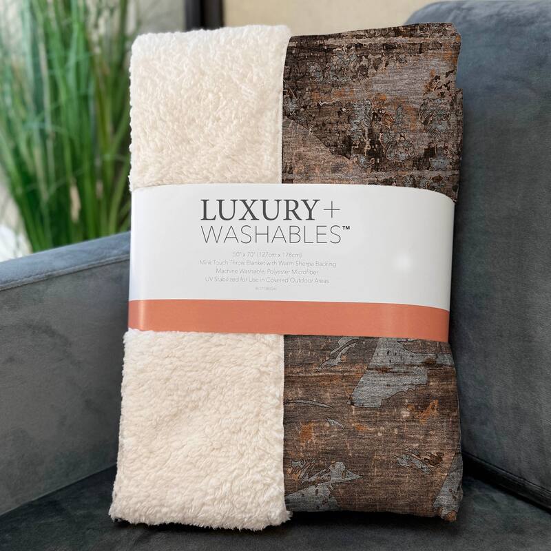 Premium Machine Washable Modern Floral Sherpa Throw Blanket