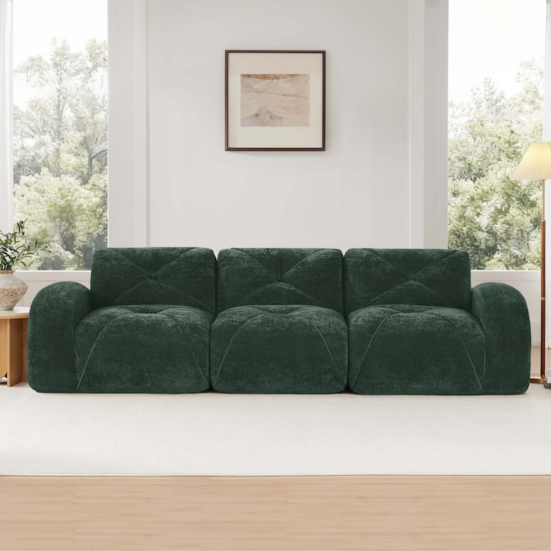 Rossetta 110" Anti-Slip Design Tufted Velvet Modular Boneless Sectional Cloud Couch, No Assembly Required