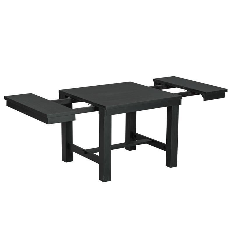 6-Piece Wooden Dining Table Set with Extendable Table & 4 Chairs & Bench
