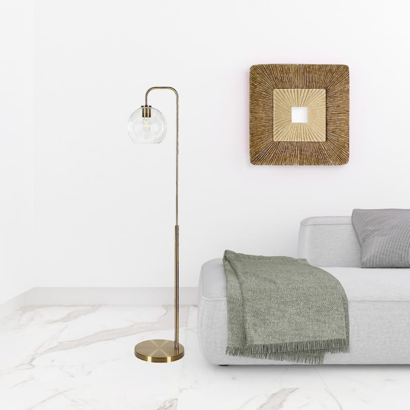 62" Arched Floor Lamp with Glass Globe Shade for Living Room