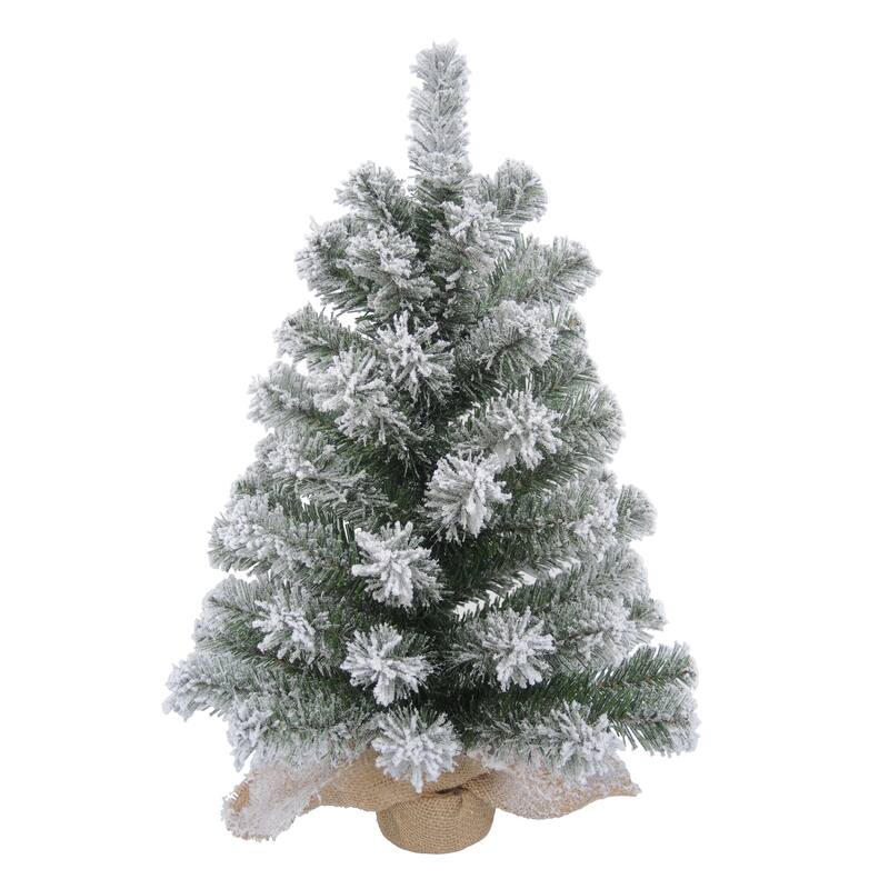 Transpac Artificial 24 in. Multicolor Christmas Snow Colorado Tree with Stand