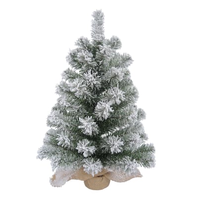 Transpac Artificial 24 in. Multicolor Christmas Snow Colorado Tree with Stand