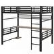 preview thumbnail 11 of 10, Full Size Metal Loft Bed with Storage Shelf and LED Light, Black