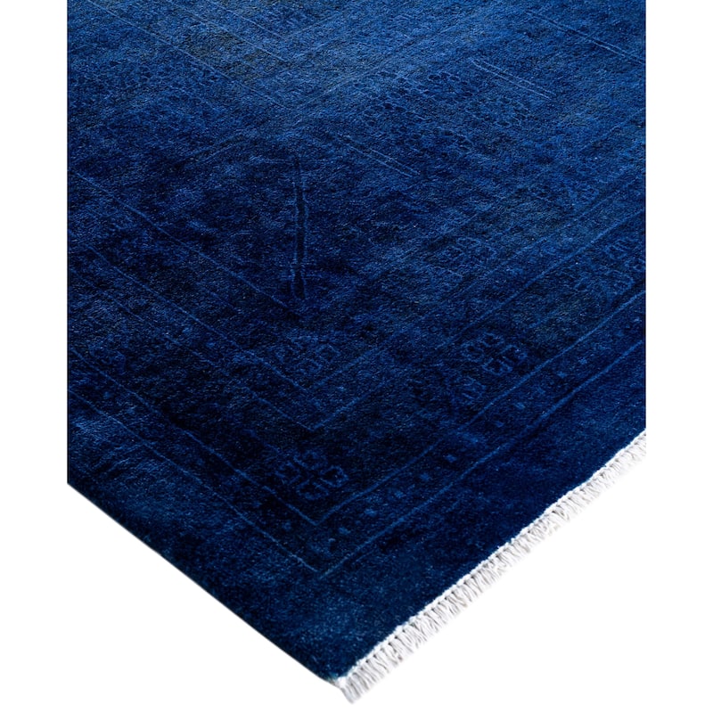 Overdyed One-of-a-Kind Hand-Knotted Area Rug - Blue - 12' 4" x 18' 0"