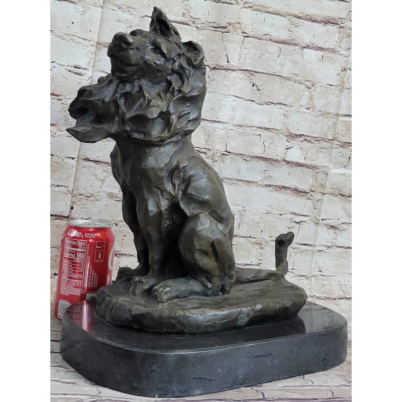 Abstract Crude Imitative Lion King Bronze Statue Sculpture Original Art On Marble Base