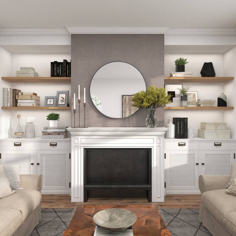 Black, White or Gold Wood Wall Mirror with Thin Frame
