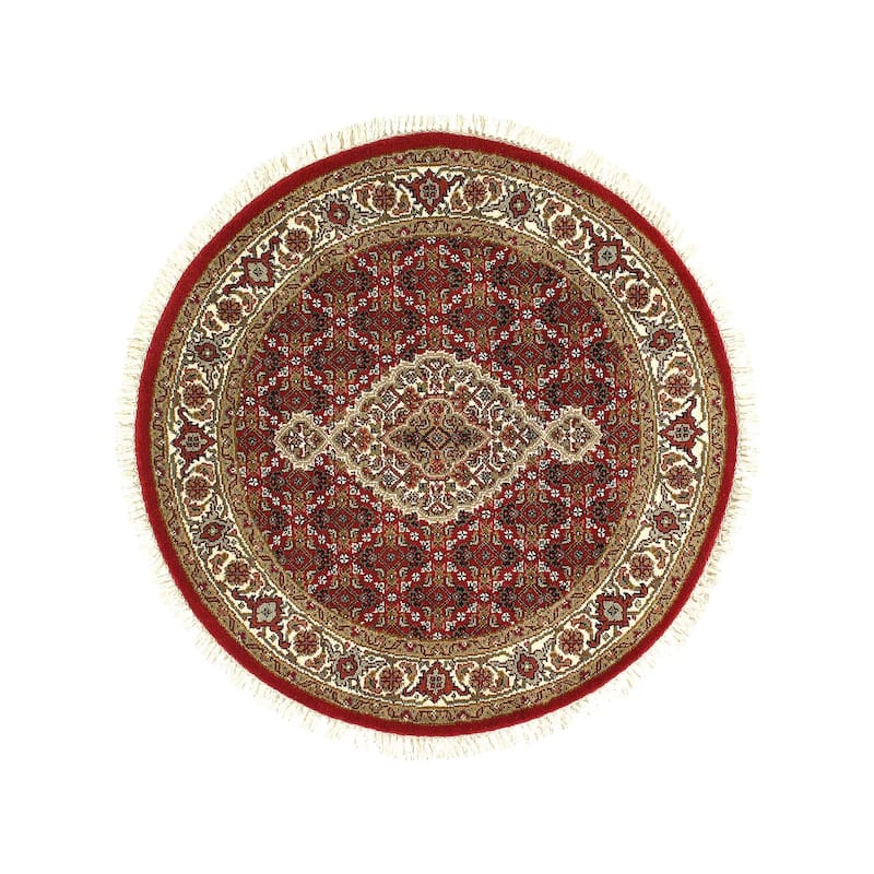 Pasargad Fine Hand Knotted Silk & wool Tabriz round rug - 3'3'' x 3'3''