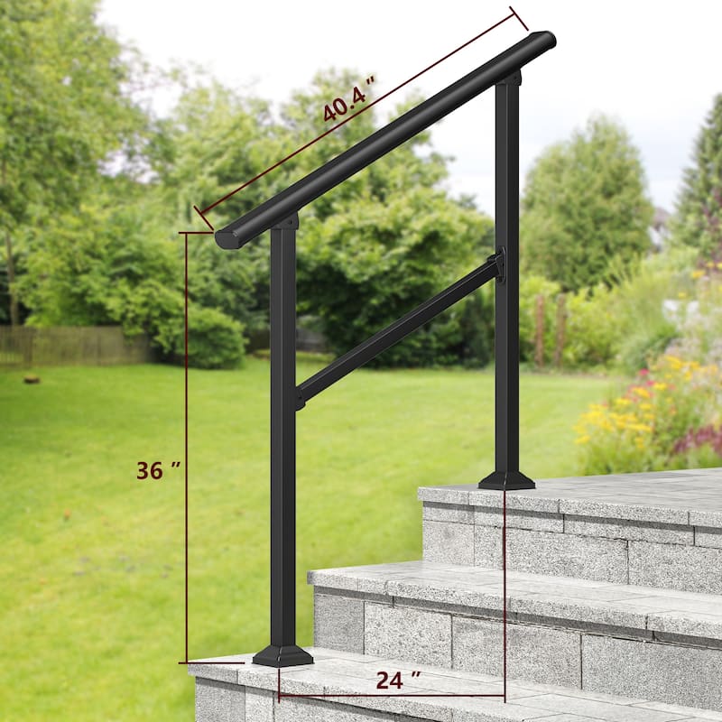 Hand Rails for Outdoor Steps, 2-3 Step Handrail 2 Pack