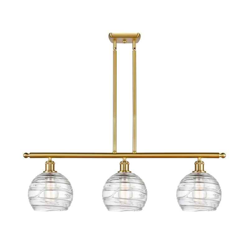 Innovations Lighting 516-3I-11-36 Athens Linear Athens 3 Light 36" - Clear Deco Swirl / Satin Gold