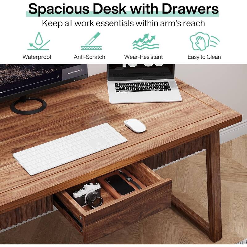 Home Office Executive Desk Solid Wood Computer Desk with Drawer
