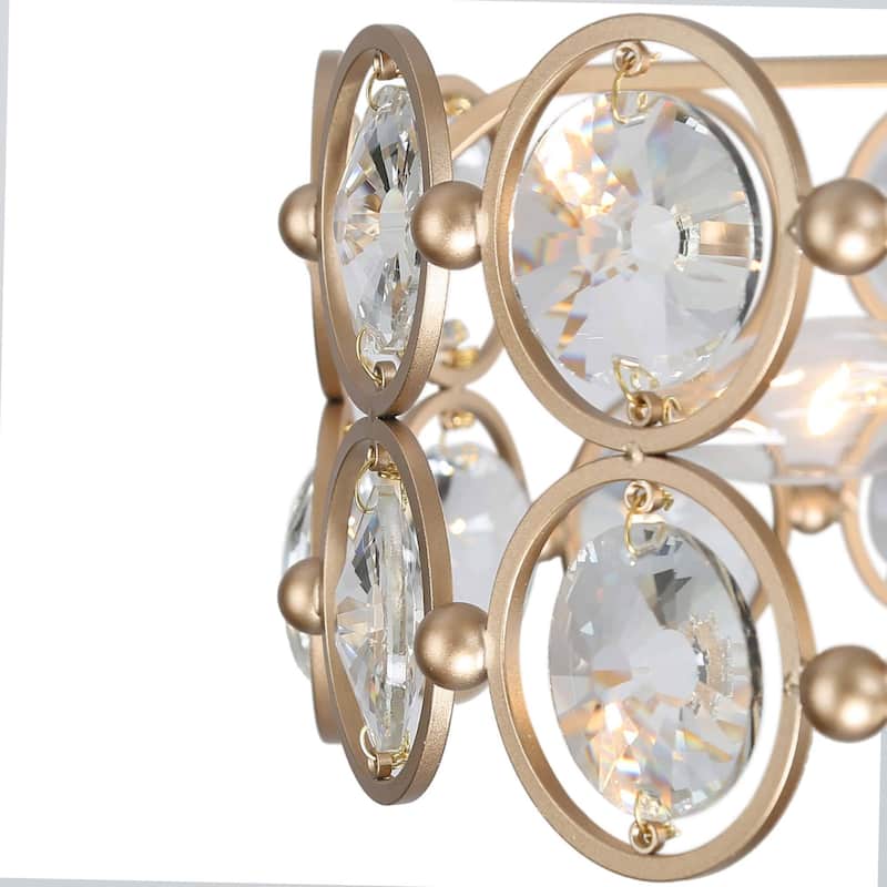 Calex Mid-Century Modern 3-Light Drum Gold Glam Lighting Crystal Chandelier for Dining Room - 15"L x 7"H