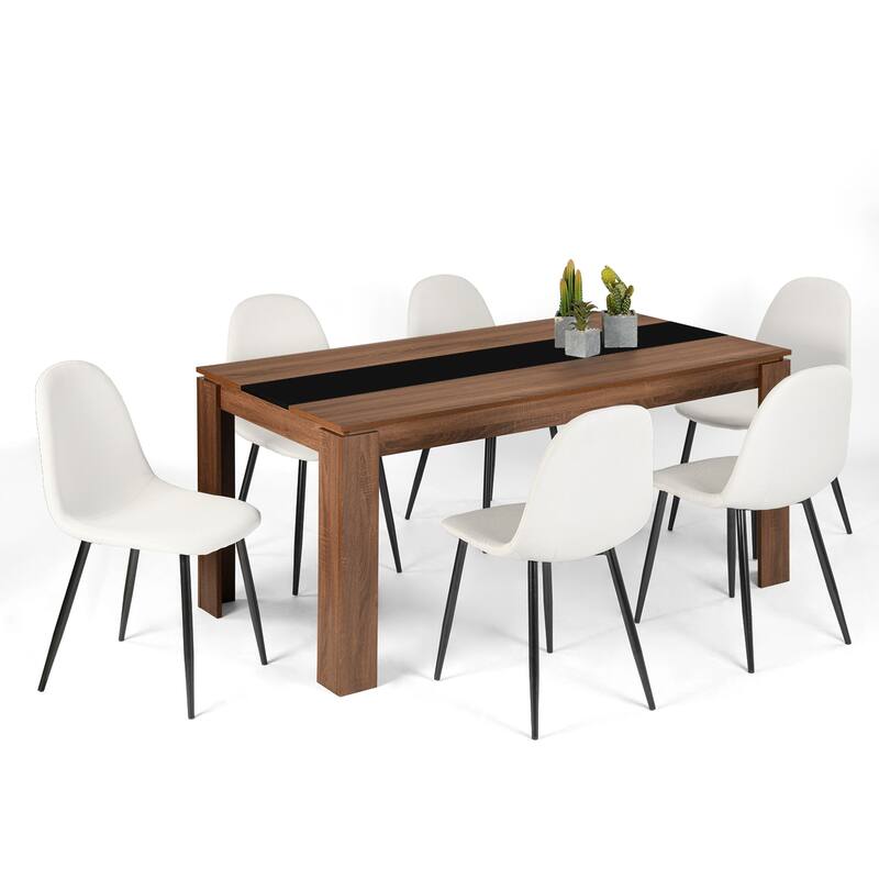 HomyLin Rectangular Wooden Kitchen Dining Table for 4-8