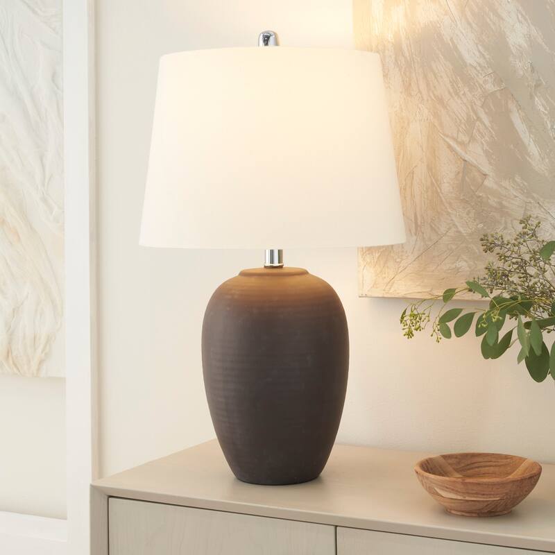 Nourison 23" Unglazed Ceramic Jar Table Lamp