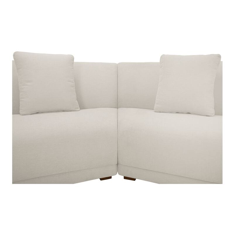 NADAAL STUDIOS Solace 5 Piece Modular Sectional, Angled Sides, Sloped Arms, Deep Foam & Fiber Cushioning, Plinth Base, White