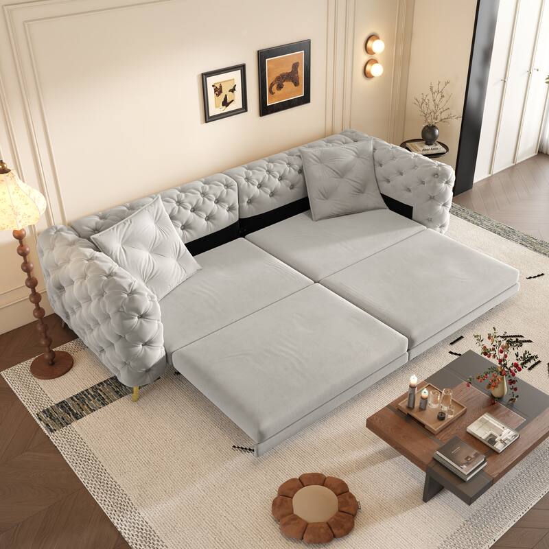 GDFStudio - Velvet 97.7" 3-in-1 Convertible Sleeper Sofa with Pull-Out Bed