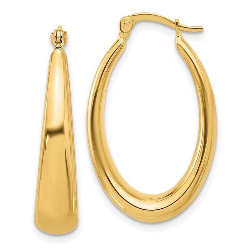 Curata 14k Yellow Gold Polished Oval Hoop Earrings - 29x19.74mm