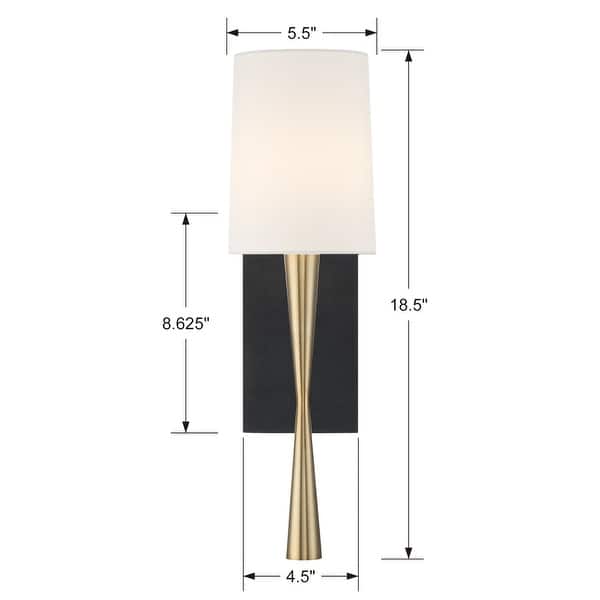 Trenton 1 Light Aged Brass and Black Wall Mount - 5.5'' W x 18.5'' H x 6.5'' D
