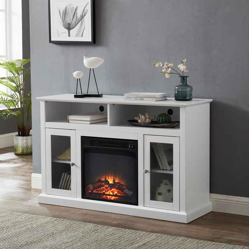 Modern Electric Fireplace TV Stand for TV s Up to 55 inch White
