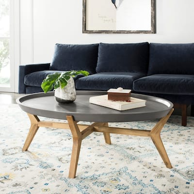 SAFAVIEH Outdoor Gunver Modern Concrete Dark Grey Coffee Table - 47.3" x 31.5" x 17.7" - 47Wx32Dx18H