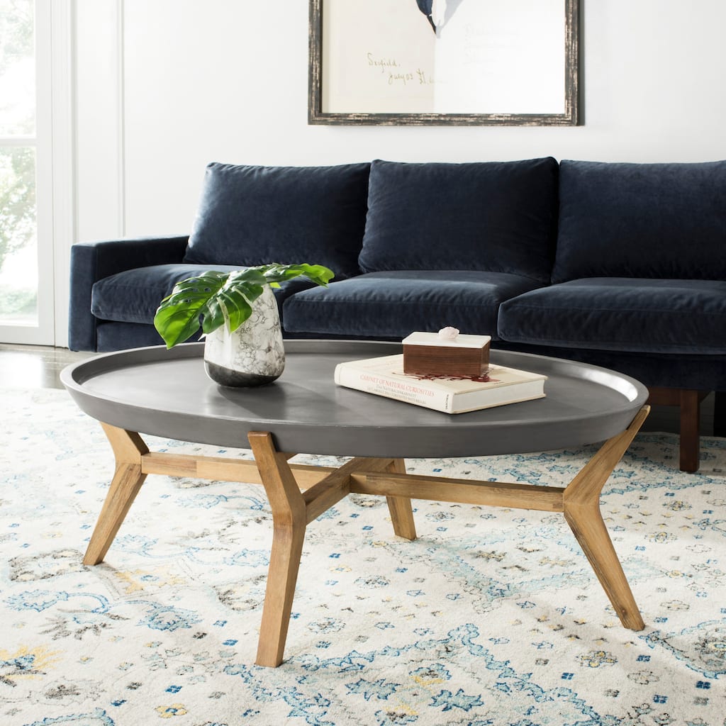 SAFAVIEH Outdoor Gunver Modern Concrete Dark Grey Coffee Table - 47.3" x 31.5" x 17.7" - 47Wx32Dx18H