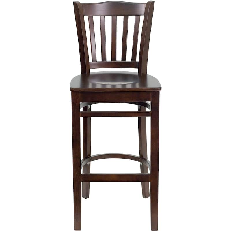 Vertical Slat Back Wooden Restaurant Barstool - Hospitality Seating - 16.75"W x 18.75"D x 43.75"H - 16.75"W x 18.75"D x 43.75"H