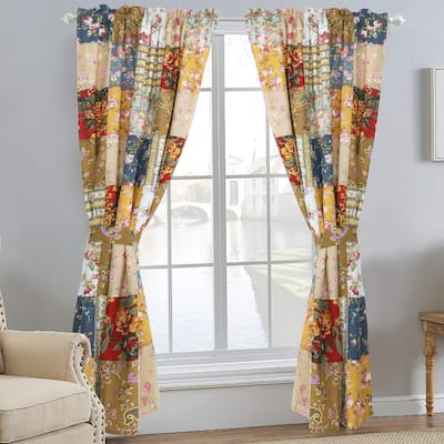 Country Garden Fall Flowers Paisley Window Curtain Panel/Drapes with Tie Backs