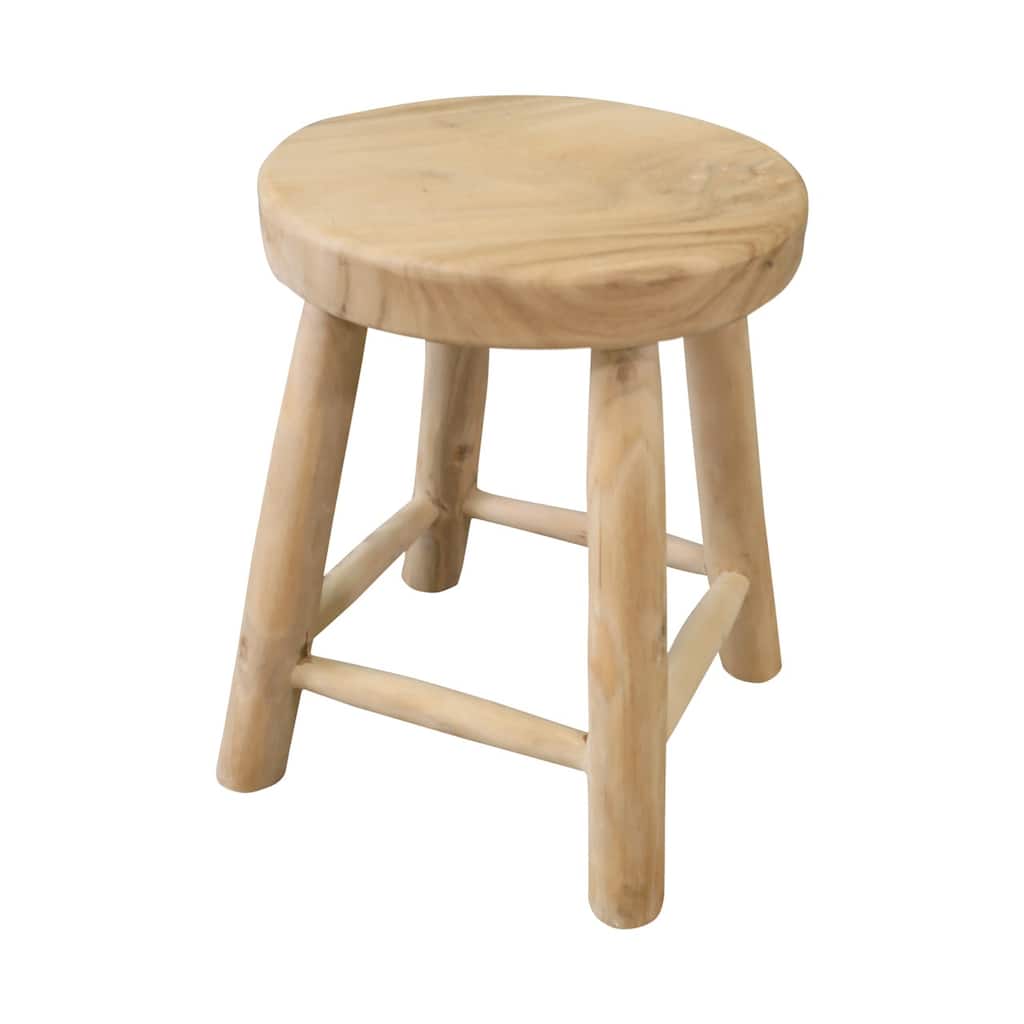 14" Round Stool with Natural Teakwood Branch Legs