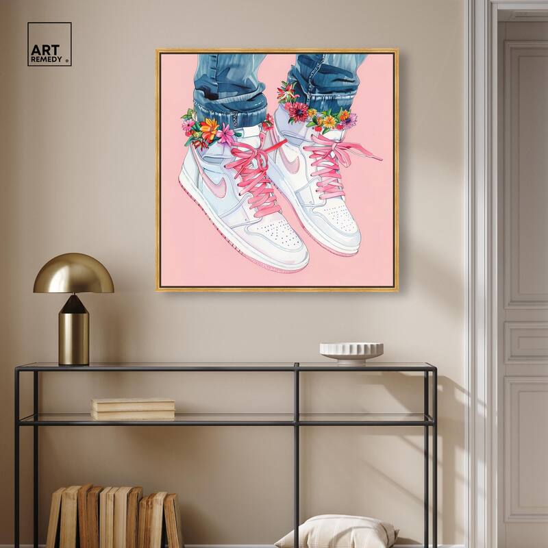 Blush Floral Bloom Sneakers Canvas by Art Remedy