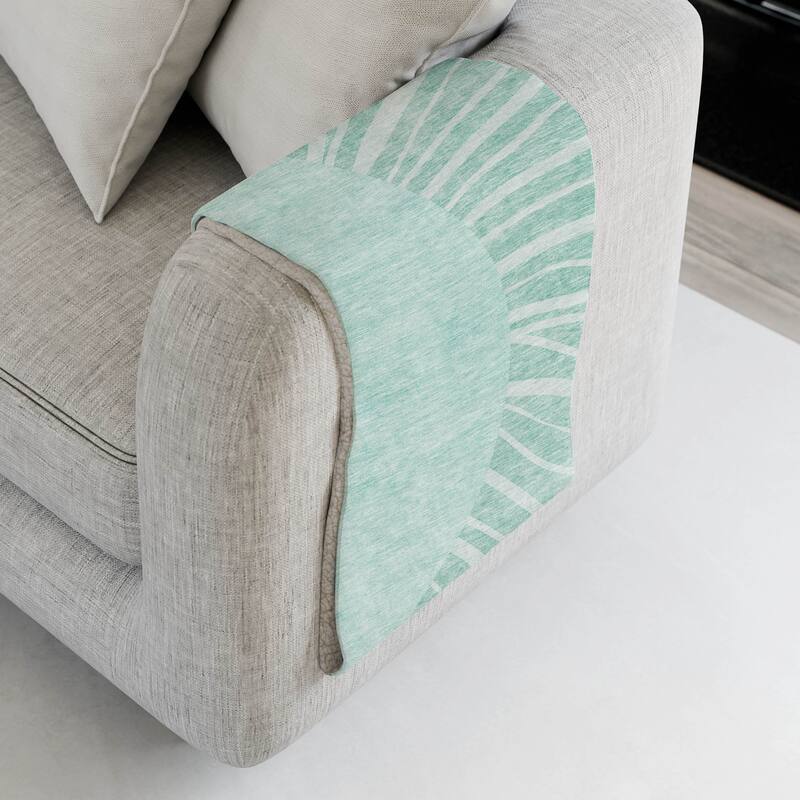 Premium Machine Washable Modern Sun Sherpa Throw Blanket - Teal - 4'2" x 5'10"