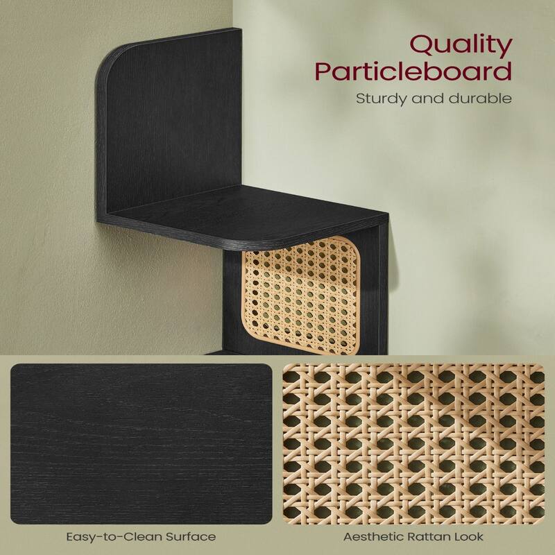 5-Tier Space-Saving Modern Zigzag Corner Shelf Wall-Mounted Display for Bedroom or Living Room - 7.9"D x 7.9"W x 49.6"H