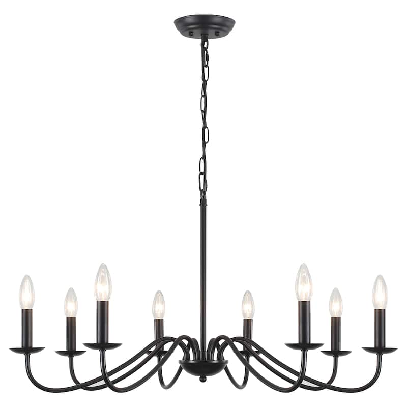 8-Light 30.7 in. Farmhouse Chandeliers for Bedroom Living Room Study