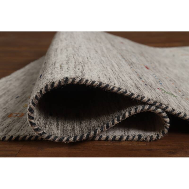 Hand Knotted Oriental 100% Wool Carpet Tribal Animal Pictorial Beige & Ivories Gabbeh Area Rug - 5' 11'' X 3' 11''