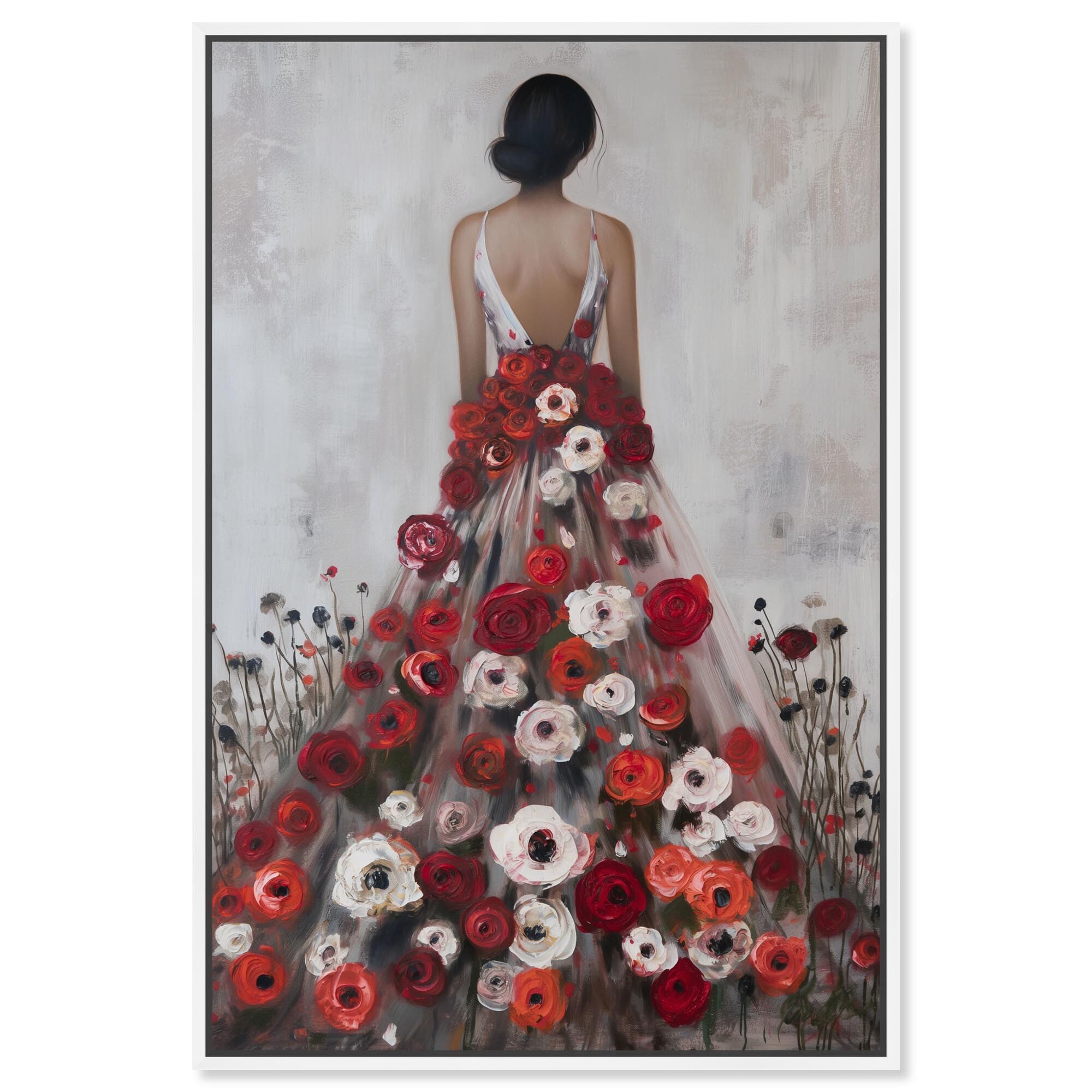 Rose Blossom Couture Canvas Ebony Portrait Art by Art Remedy
