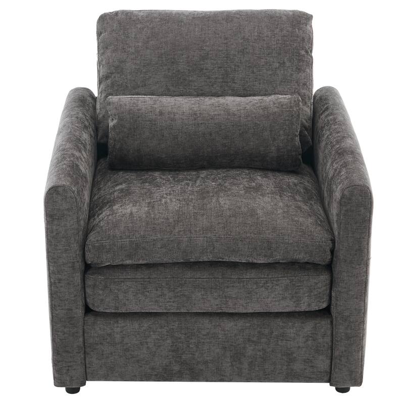 Oversized Chenille Fabric Cloud Sofa, Ergonomic Upholstered Lounge Armchair, Single Sofa Chair with Plush Cushion