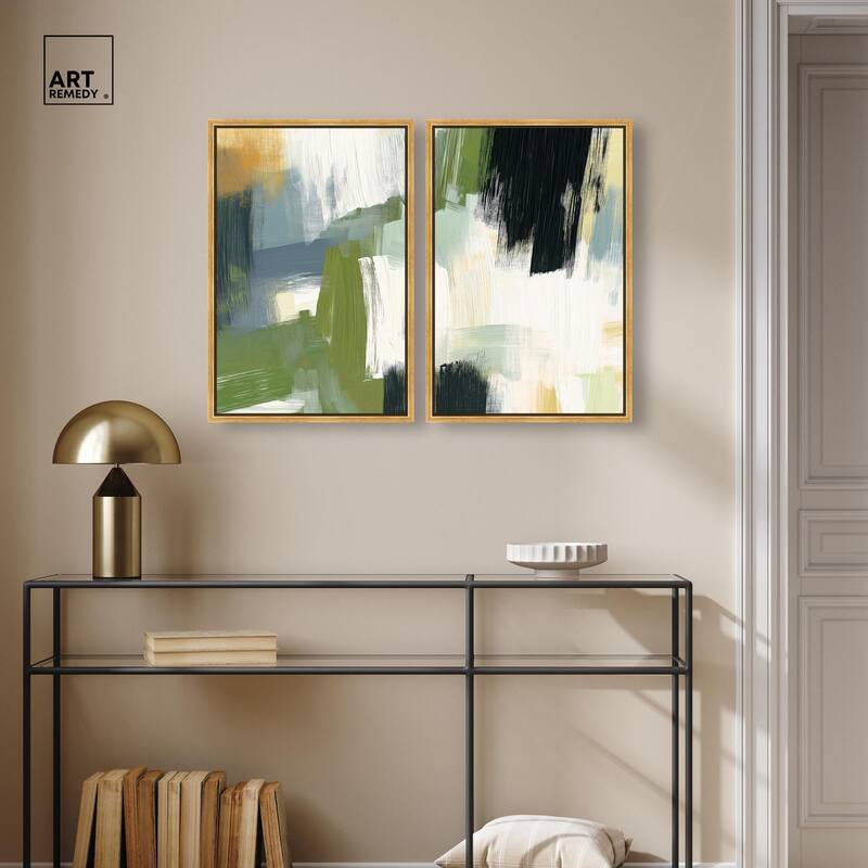 Textured Greens I Canvas Set of 2 by Art Remedy