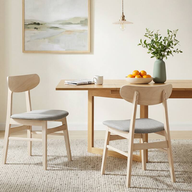 Gymax 2PCS Dining Chair Fabric Upholstered Kitchen Armless Chairs