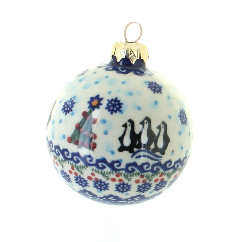 Blue Rose Polish Pottery Vena Large Christmas Ball