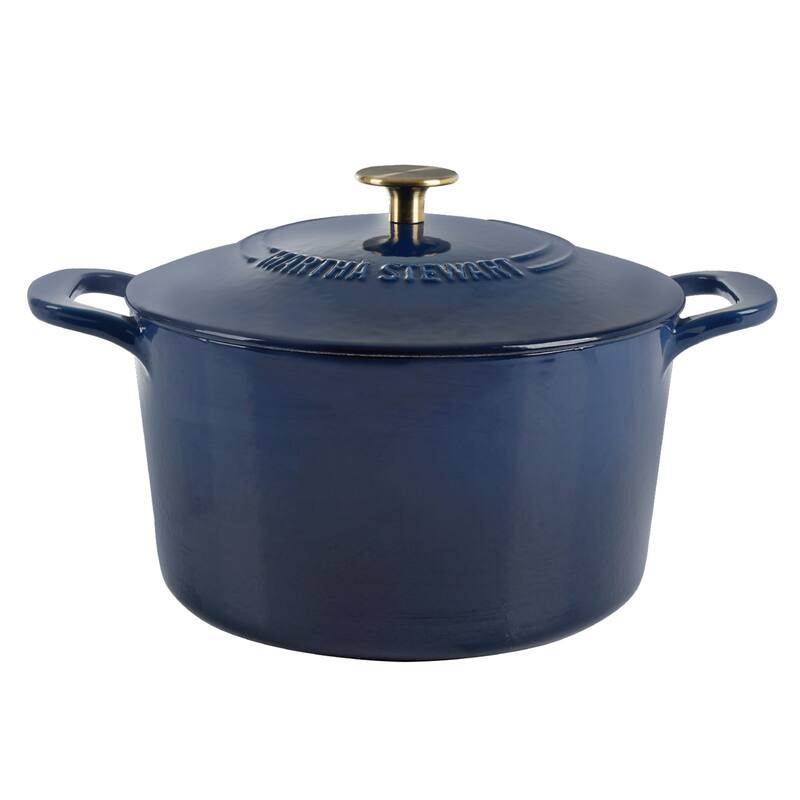 Martha Stewart Gatwick 7 QT Enamel Cast Iron Dutch Oven - Ombre Navy