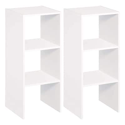 ClosetMaid Decorative Home Stackable 2-Cube Organizer Storage, White (3 Pack) - (L x W x H): 11.7 x 12.1 x 31.5 inches