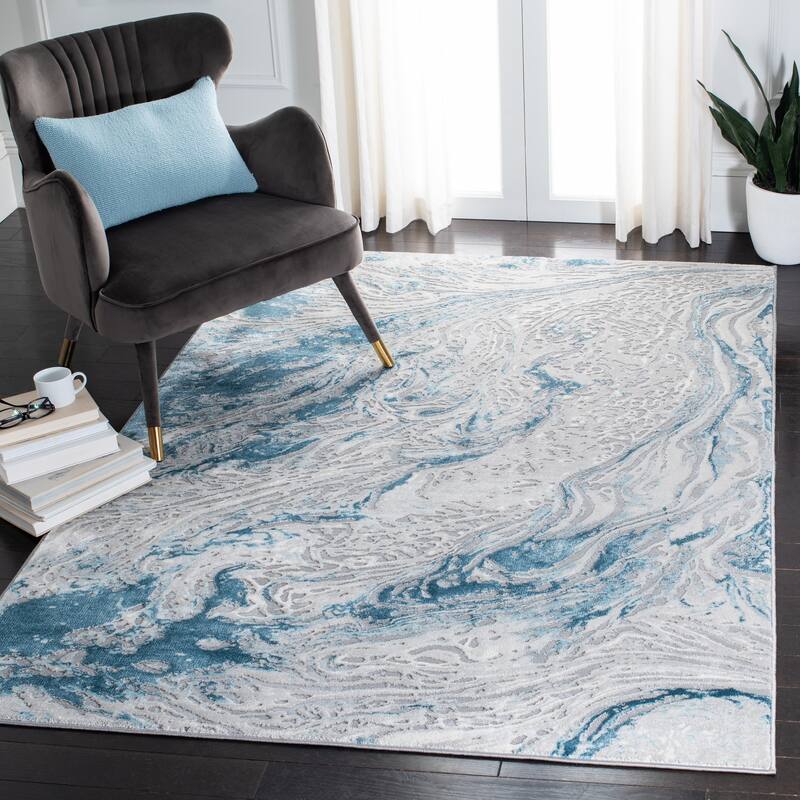 SAFAVIEH Meadow Assunta Modern Abstract Rug - 5'3" x 7'6" - Grey/Blue
