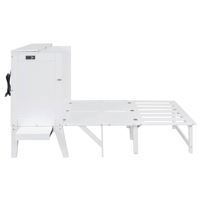 Murphy Bed Platform Bed with USB Port & Removable Shelves On Each Side