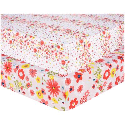 Floral Sprinkles 2-Pack Microfiber Fitted Crib Sheet Set
