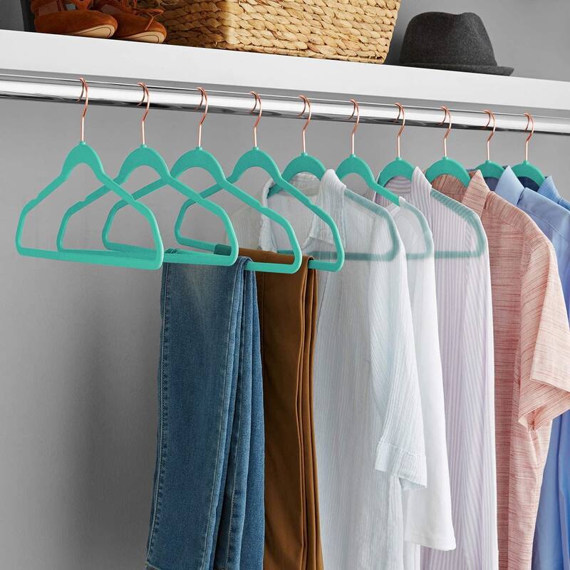 VECELO Mackaylee Velvet Hangers, Non Slip Standard Clothes Hanger Set, Heavy Duty Ivory Hangers(30/50/60/100 Pack)