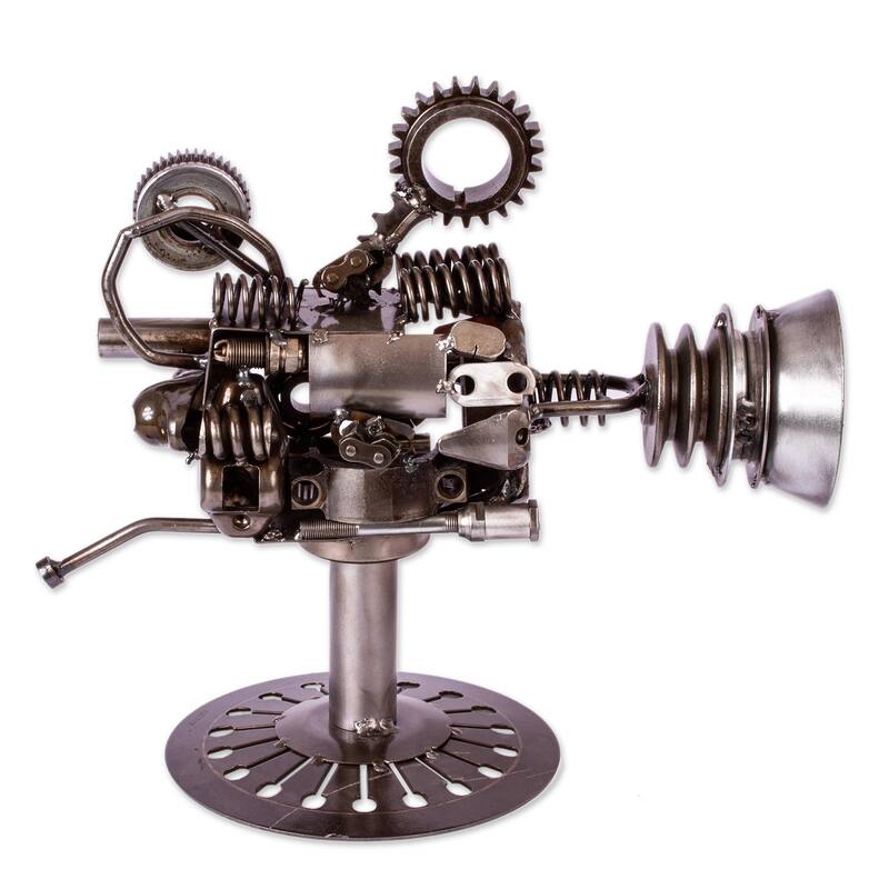 Novica Handmade Rustic Movie Projector Recycled Auto Parts Sculpture