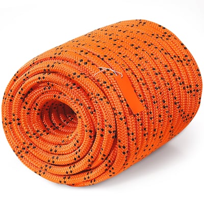 Double Braided Polyester Rope, 3/4 in x 220 ft, 24 Strands, 12700 LBS Breaking Strength Outdoor Rope, Arborist Rigging Rope