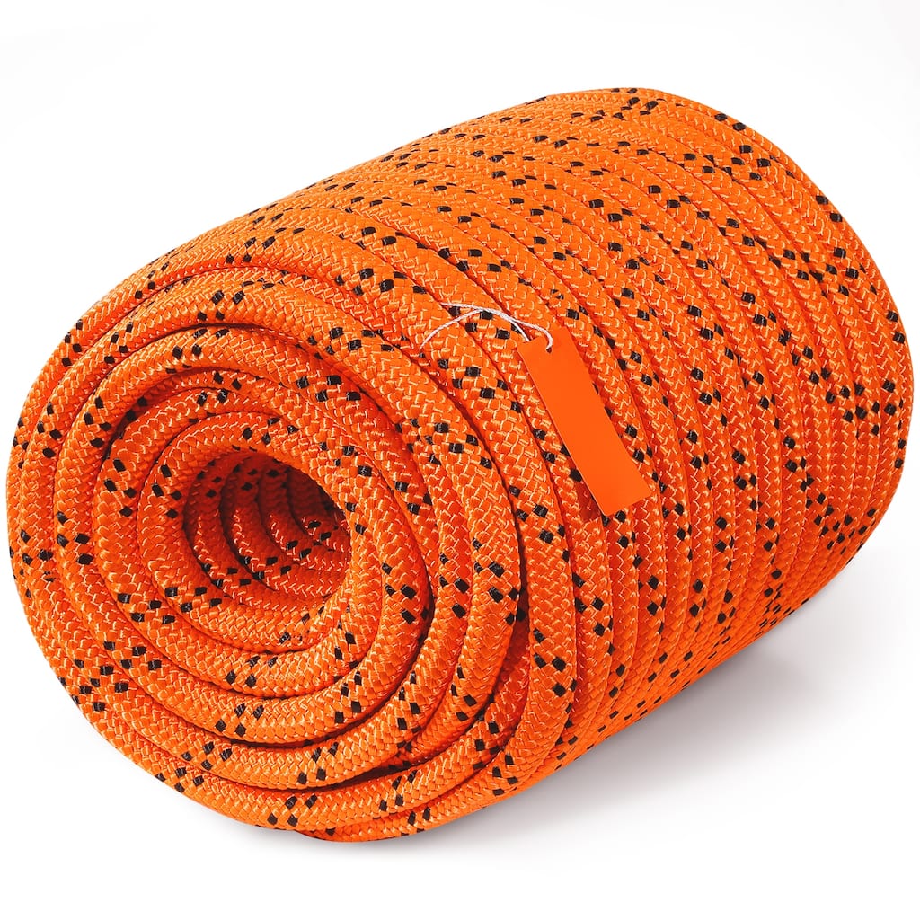 Double Braided Polyester Rope, 3/4 in x 220 ft, 24 Strands, 12700 LBS Breaking Strength Outdoor Rope, Arborist Rigging Rope