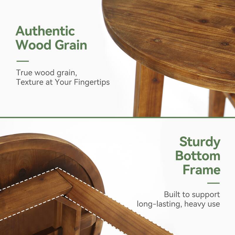 Farmhouse Small Round Dining Table Solid Wood Kitchen Table for 2