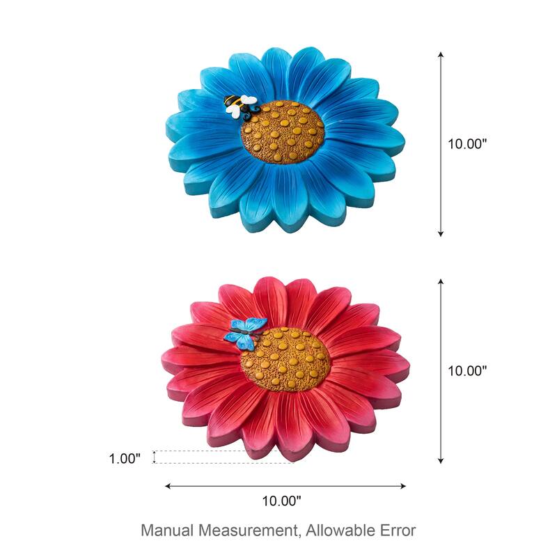 Glitzhome 6-Piece Butterfly and Bee on Daisy Cement Stepping Stones Pathway Decor - 10 in