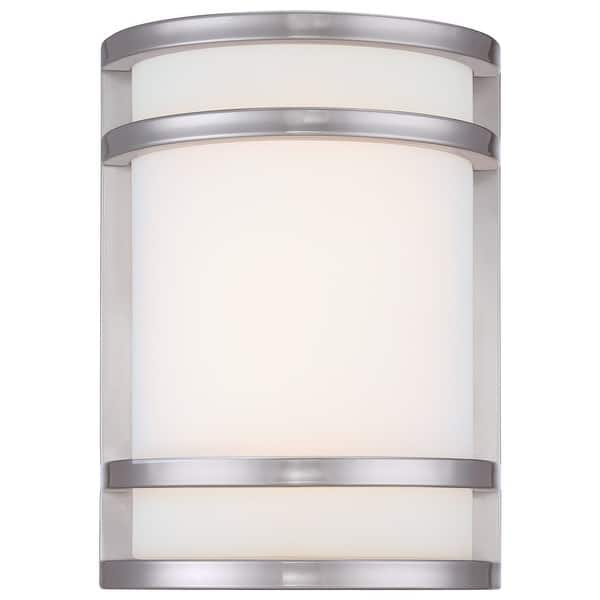 slide 2 of 5, The Great Outdoors Bay View Single Light 9-1/2" Height LED Outdoor Brushed Stainless Steel